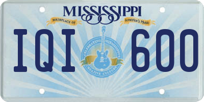 MS license plate IQI600