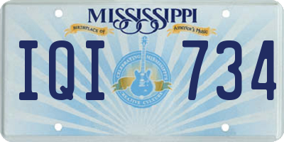 MS license plate IQI734