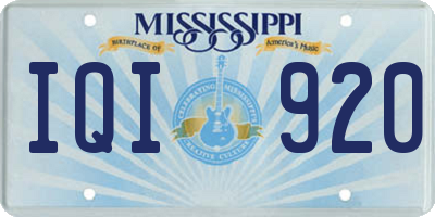 MS license plate IQI920