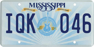 MS license plate IQK046