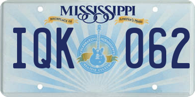 MS license plate IQK062