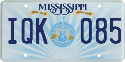 MS license plate IQK085