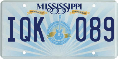 MS license plate IQK089