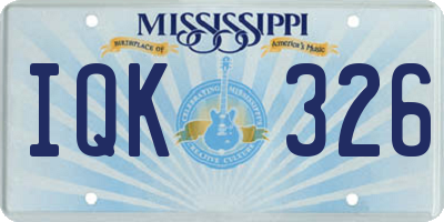 MS license plate IQK326