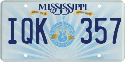 MS license plate IQK357
