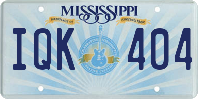 MS license plate IQK404