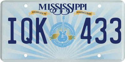 MS license plate IQK433