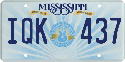 MS license plate IQK437