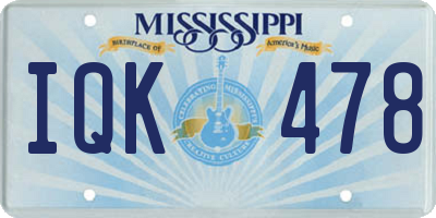 MS license plate IQK478
