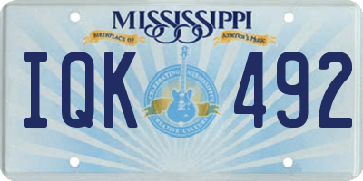 MS license plate IQK492