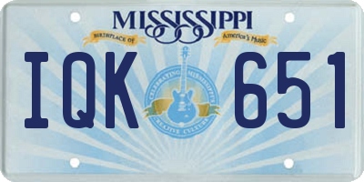 MS license plate IQK651