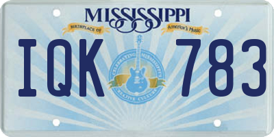 MS license plate IQK783