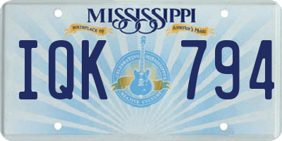 MS license plate IQK794
