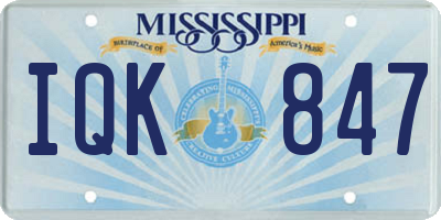 MS license plate IQK847