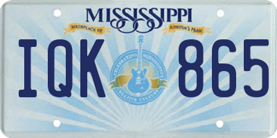 MS license plate IQK865