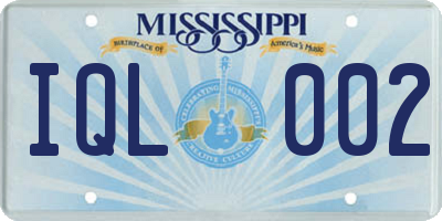 MS license plate IQL002