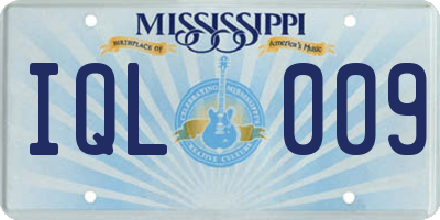 MS license plate IQL009