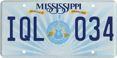 MS license plate IQL034