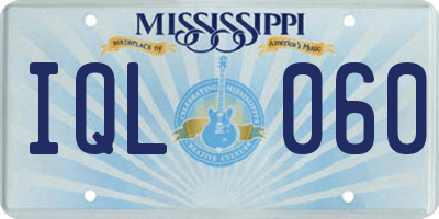 MS license plate IQL060