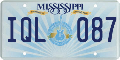 MS license plate IQL087