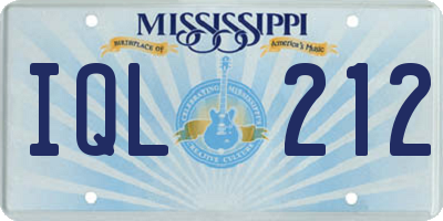MS license plate IQL212