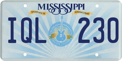 MS license plate IQL230