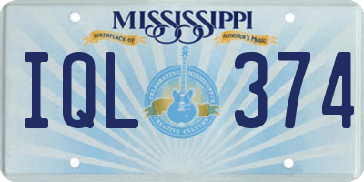 MS license plate IQL374