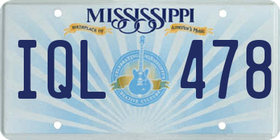 MS license plate IQL478