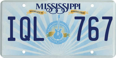 MS license plate IQL767