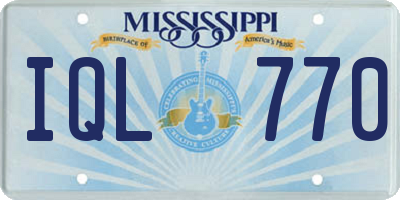 MS license plate IQL770