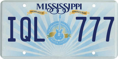 MS license plate IQL777
