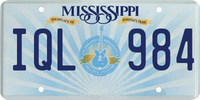 MS license plate IQL984