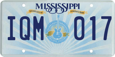 MS license plate IQM017