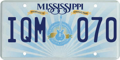 MS license plate IQM070