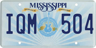 MS license plate IQM504