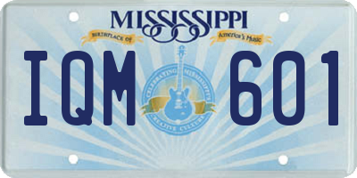 MS license plate IQM601