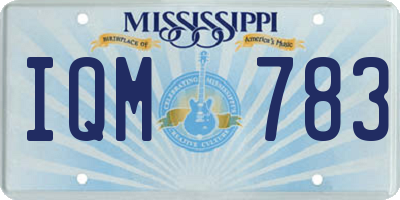 MS license plate IQM783