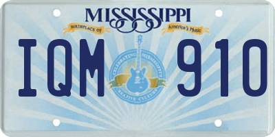 MS license plate IQM910