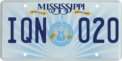 MS license plate IQN020