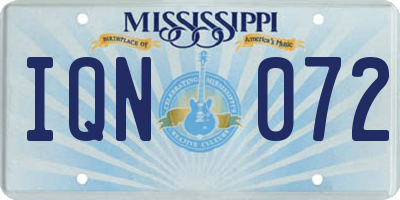 MS license plate IQN072