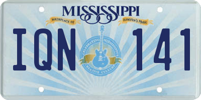 MS license plate IQN141