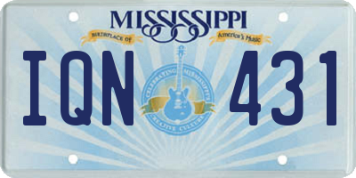 MS license plate IQN431