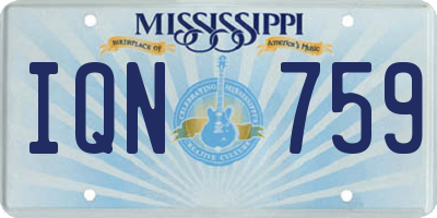 MS license plate IQN759