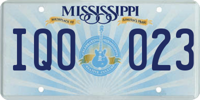 MS license plate IQO023