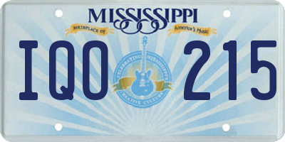 MS license plate IQO215
