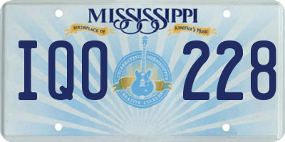 MS license plate IQO228