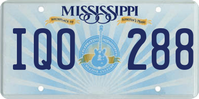 MS license plate IQO288