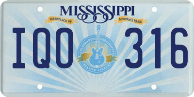 MS license plate IQO316