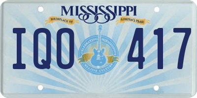 MS license plate IQO417