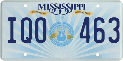 MS license plate IQO463